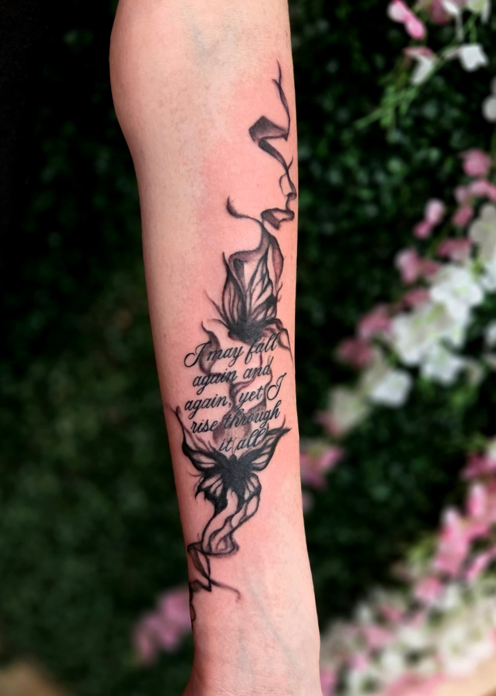 Fine Line & Floral tattoo by D Christi