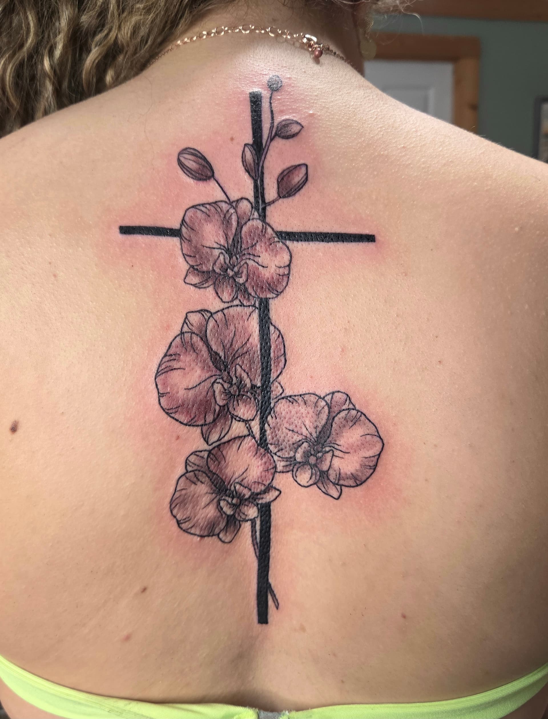 Fine Line & Floral tattoo by D Christi