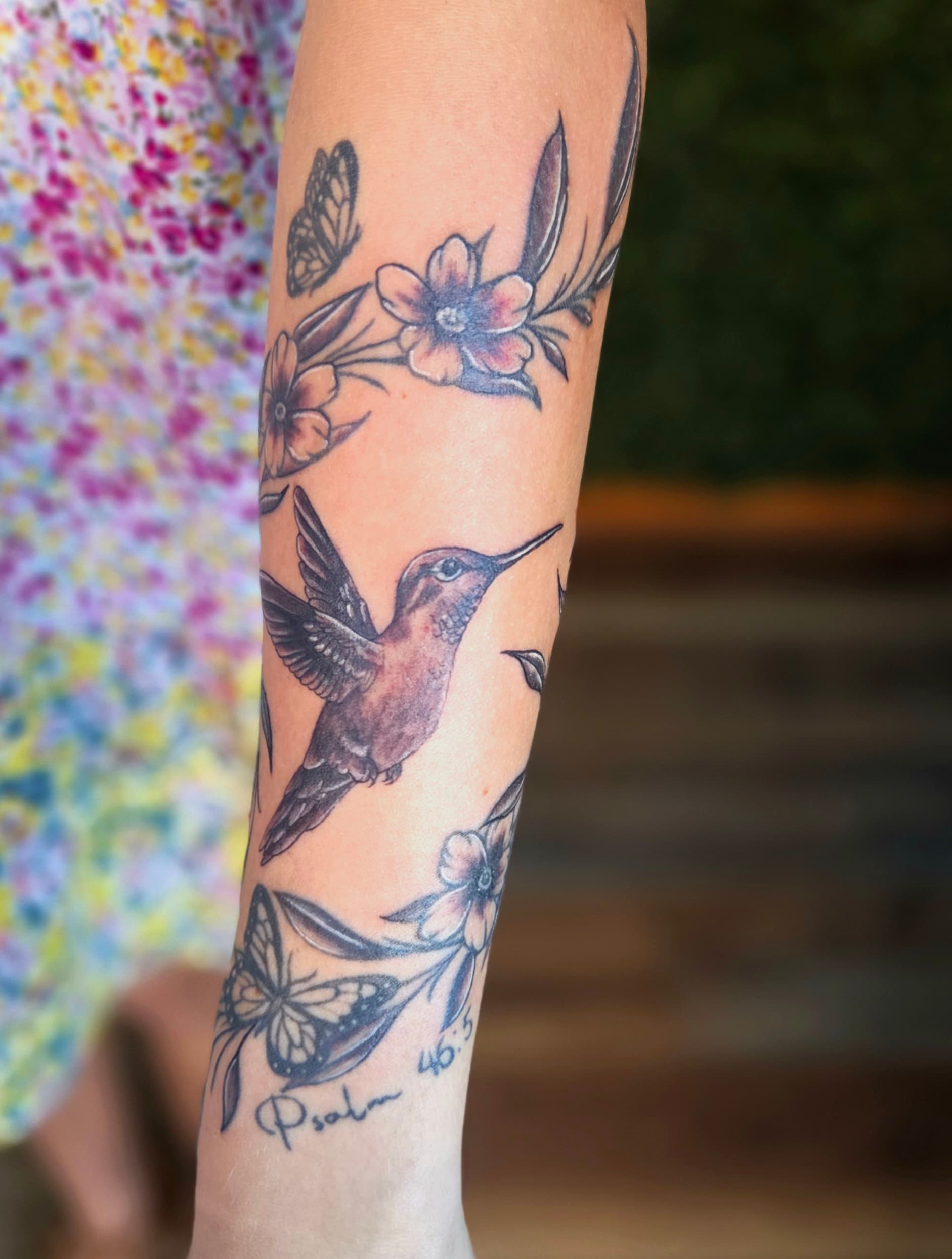 Fine Line & Floral tattoo by D Christi