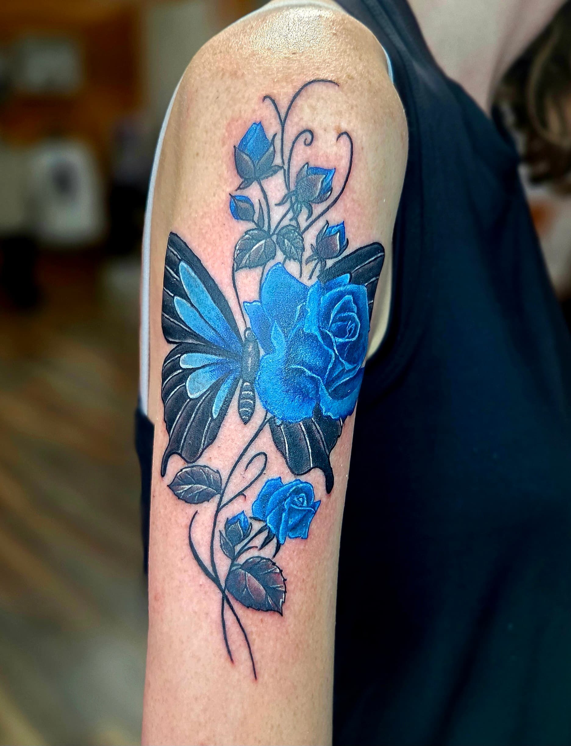 Fine Line & Floral tattoo by D Christi