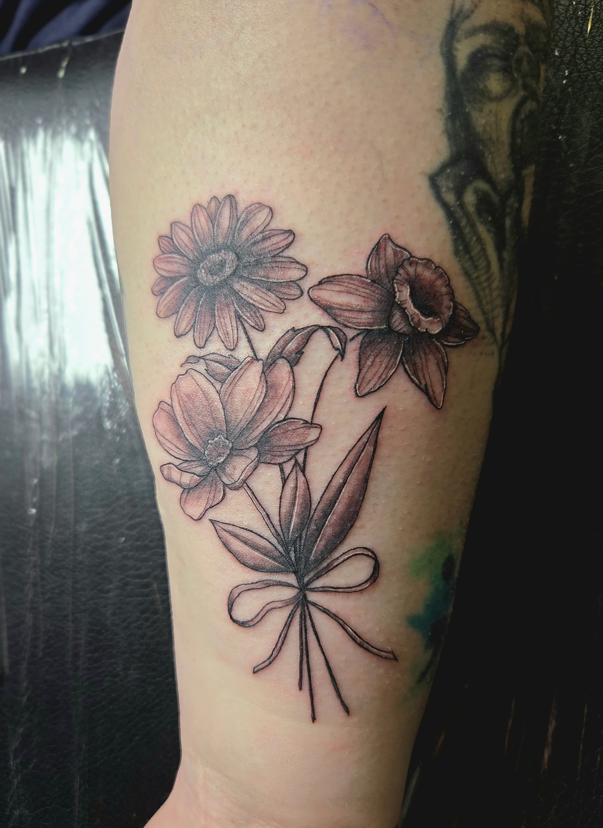 Fine Line & Floral tattoo by D Christi