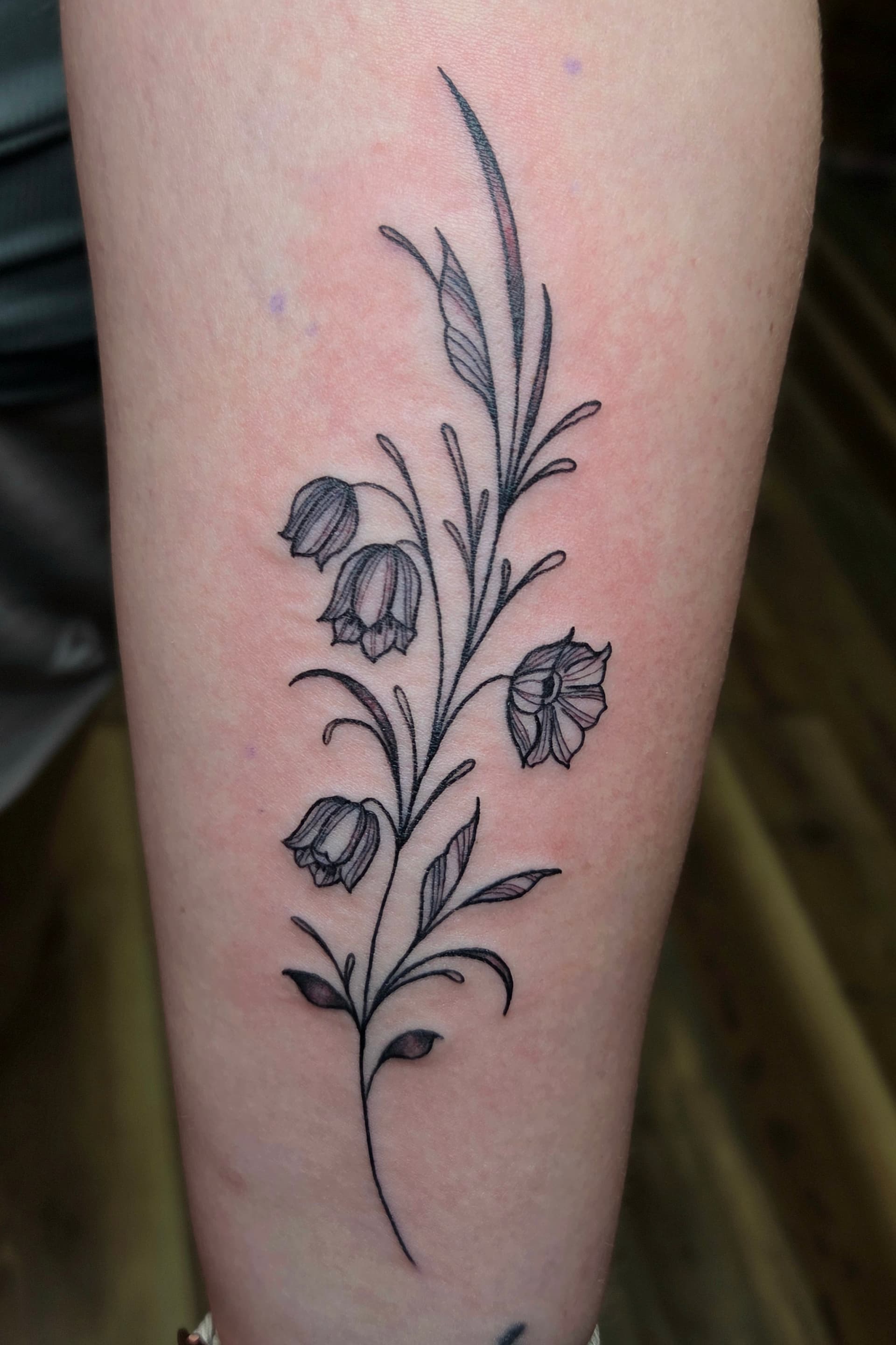 Fine Line & Floral tattoo by D Christi