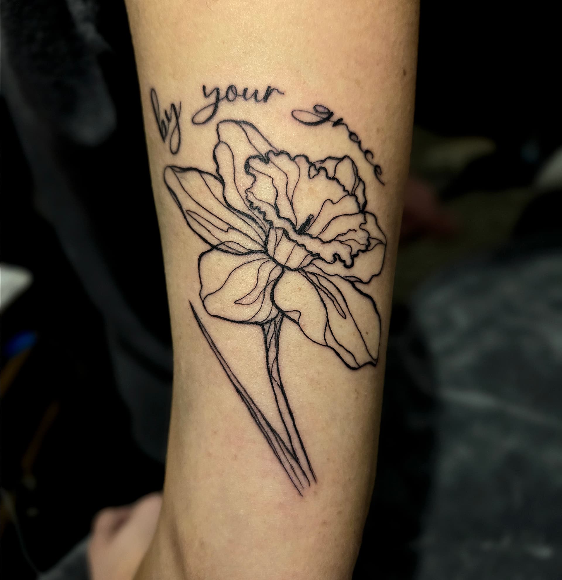 Fine Line & Floral tattoo by D Christi