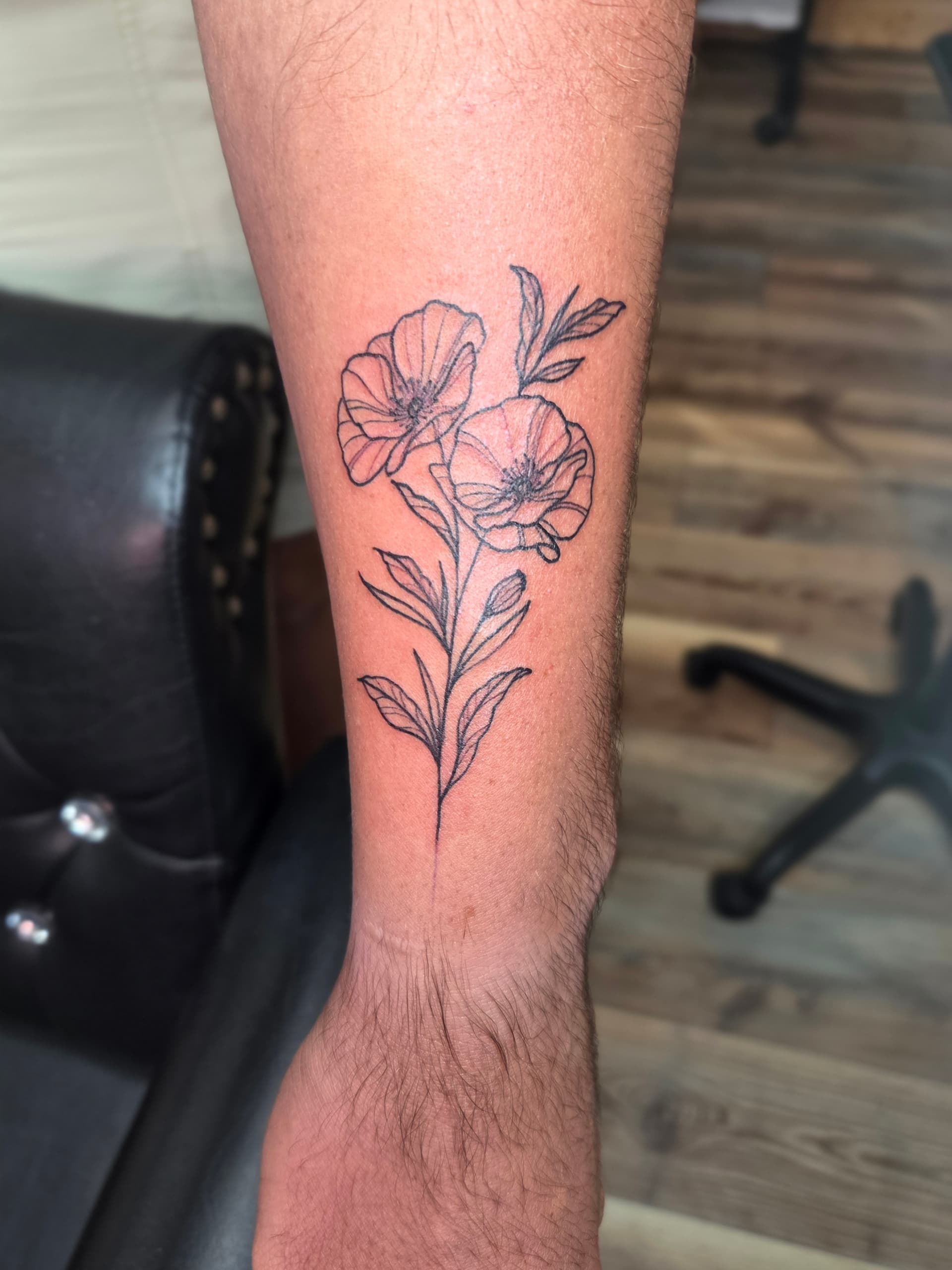 Fine Line & Floral tattoo by D Christi