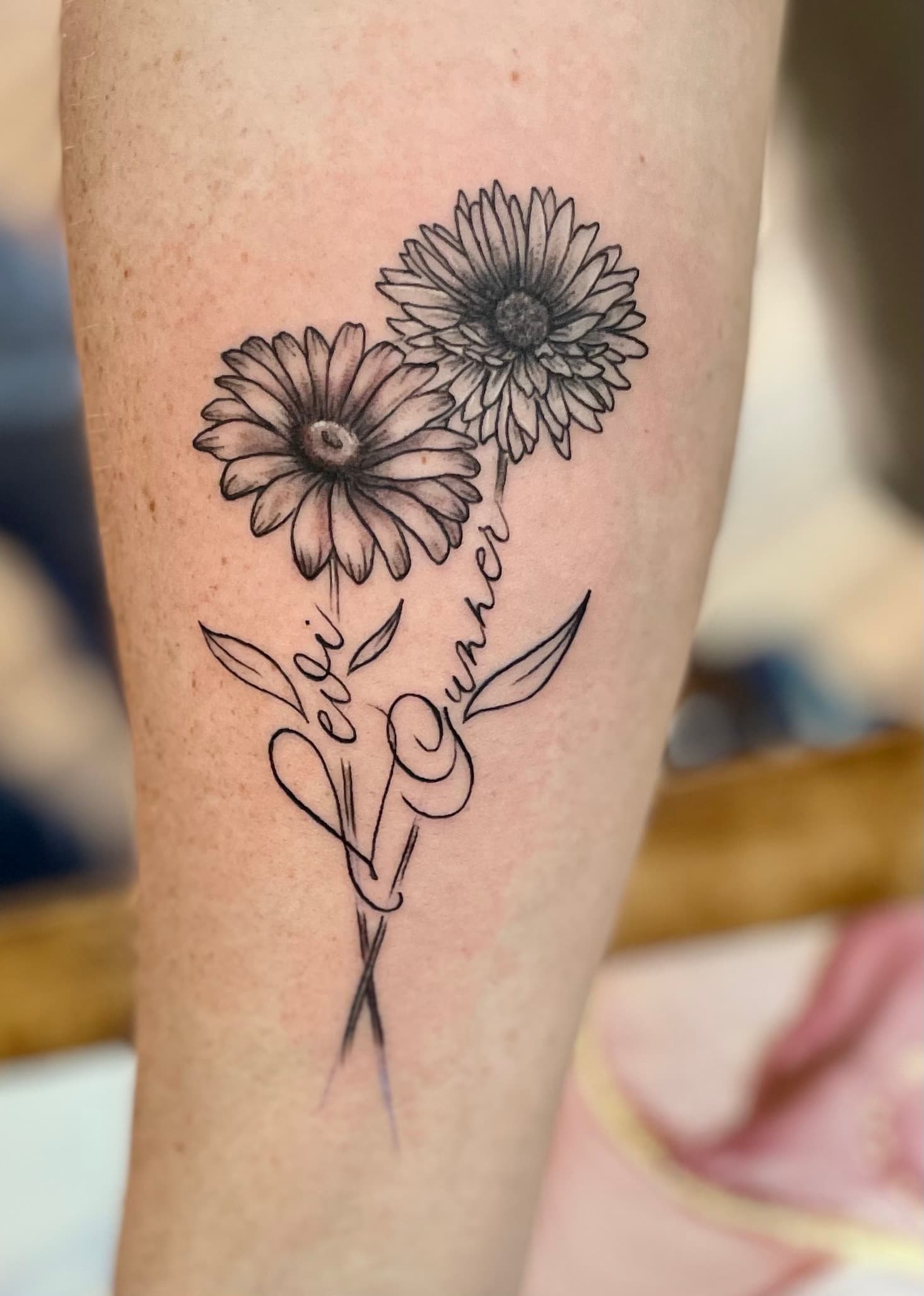 Fine Line & Floral tattoo by D Christi