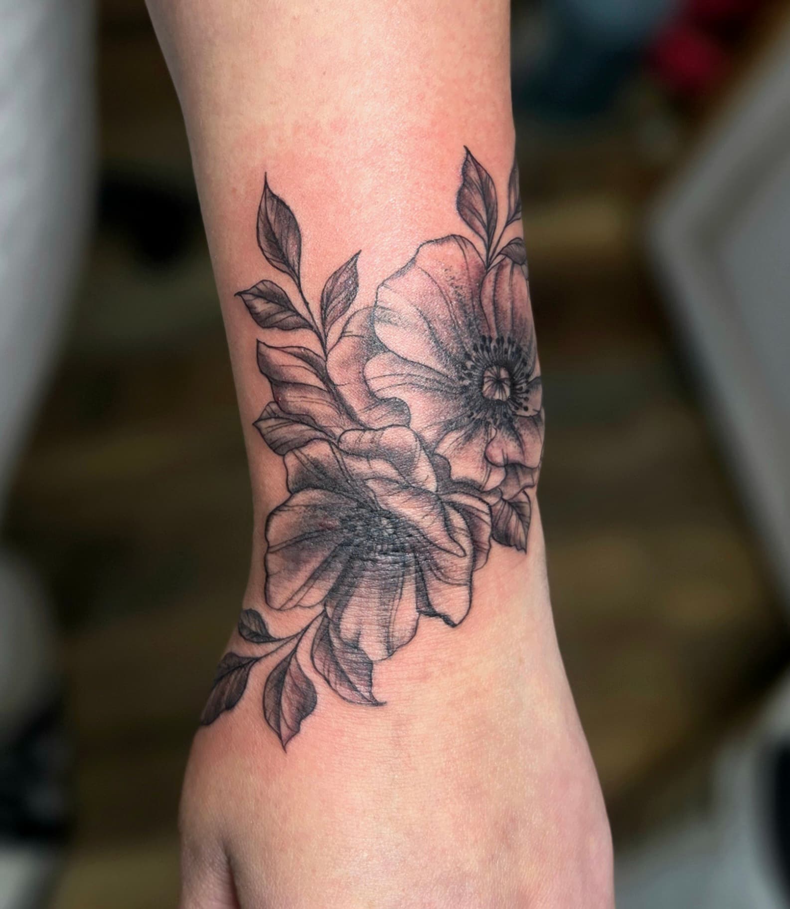 Fine Line & Floral tattoo by D Christi