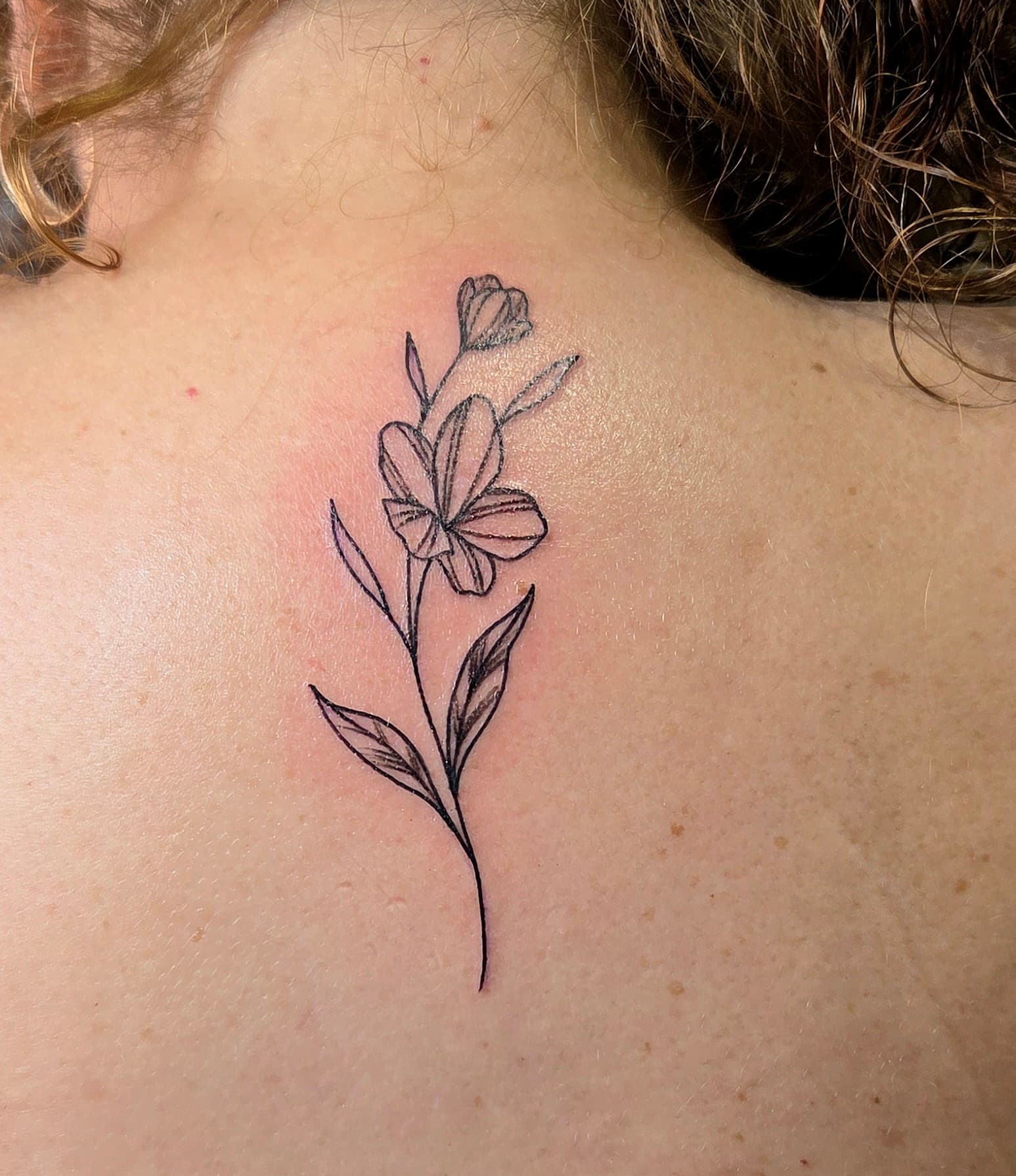 Fine Line & Floral tattoo by D Christi
