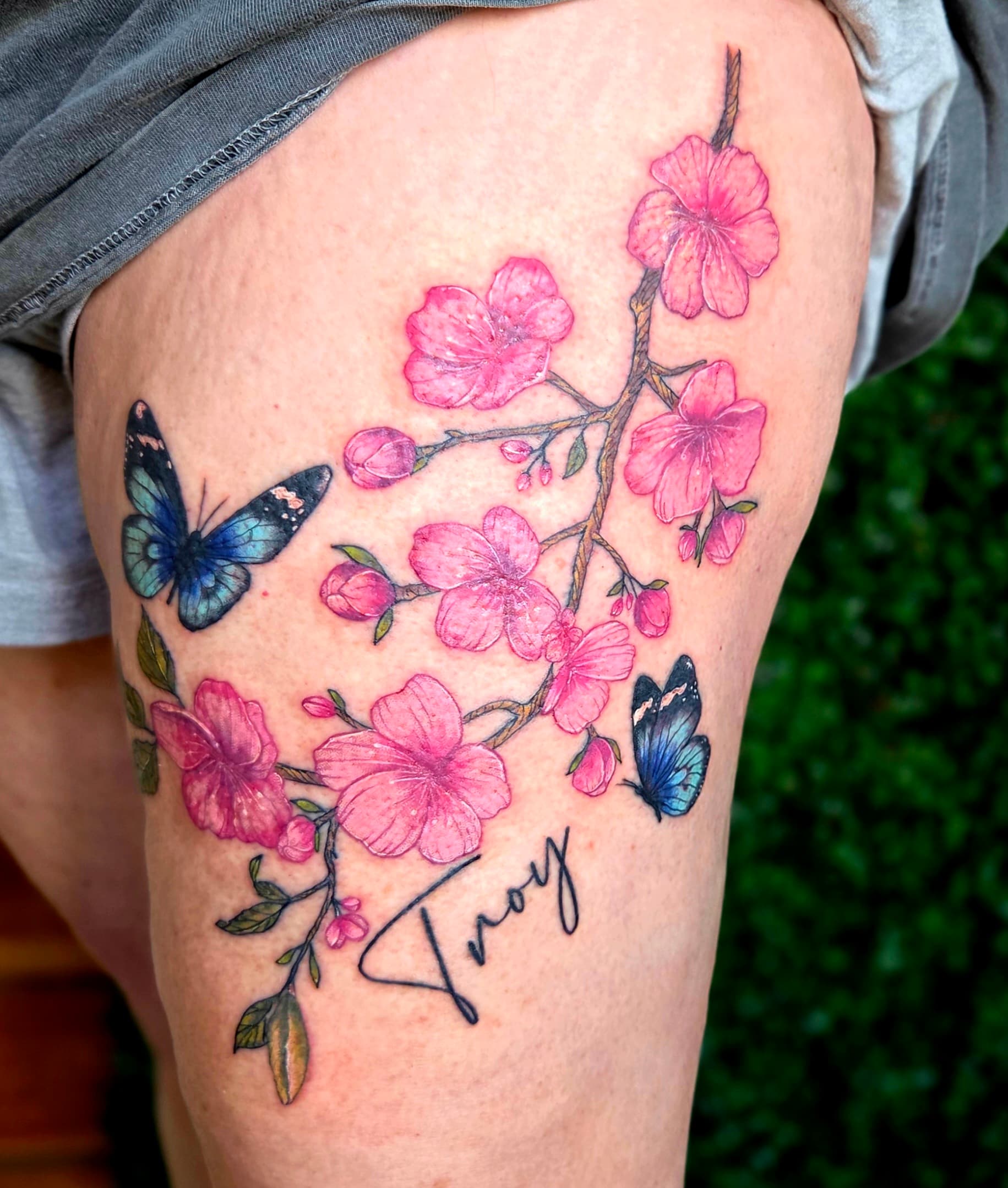 Fine Line & Floral tattoo by D Christi