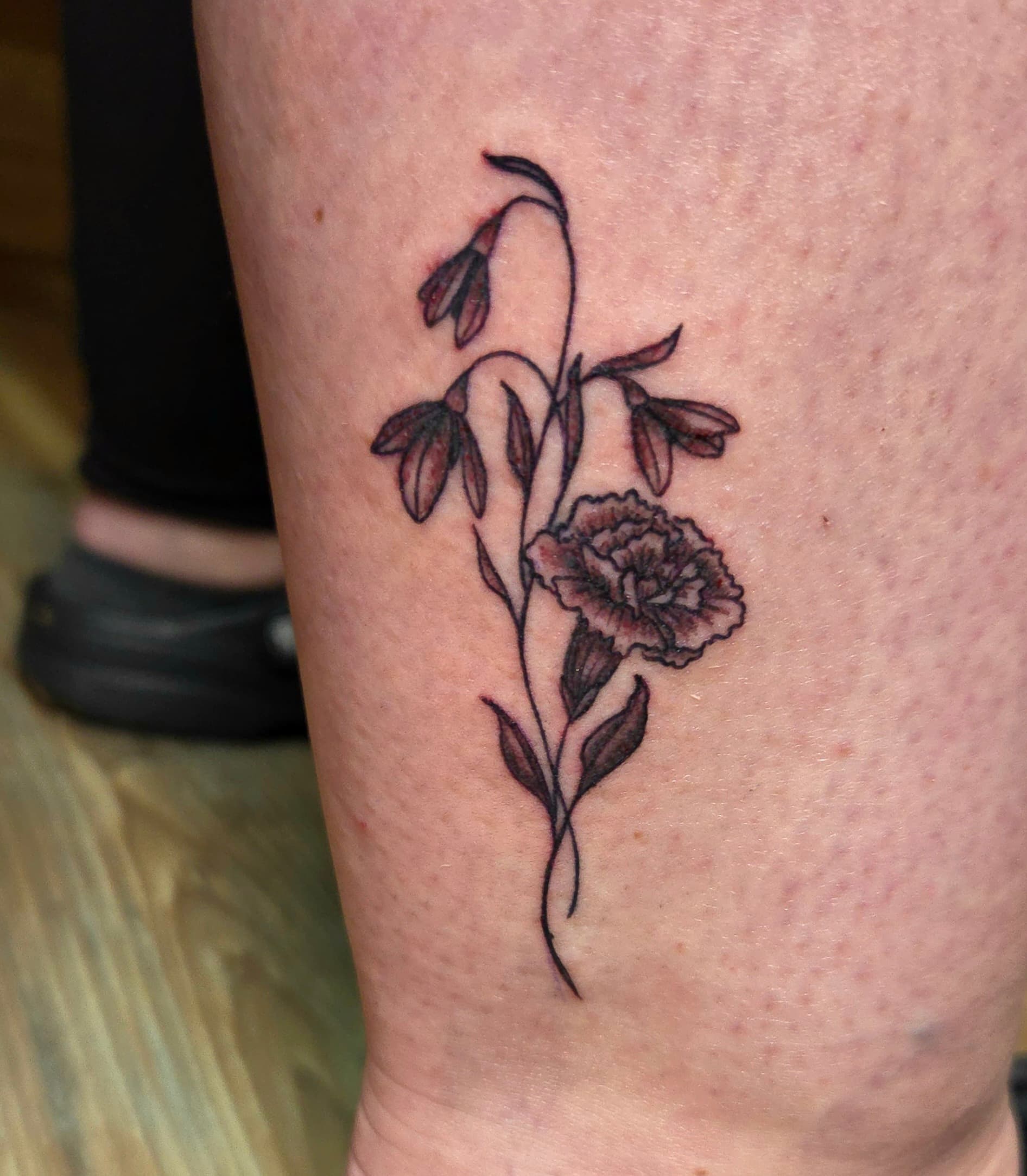 Fine Line & Floral tattoo by D Christi