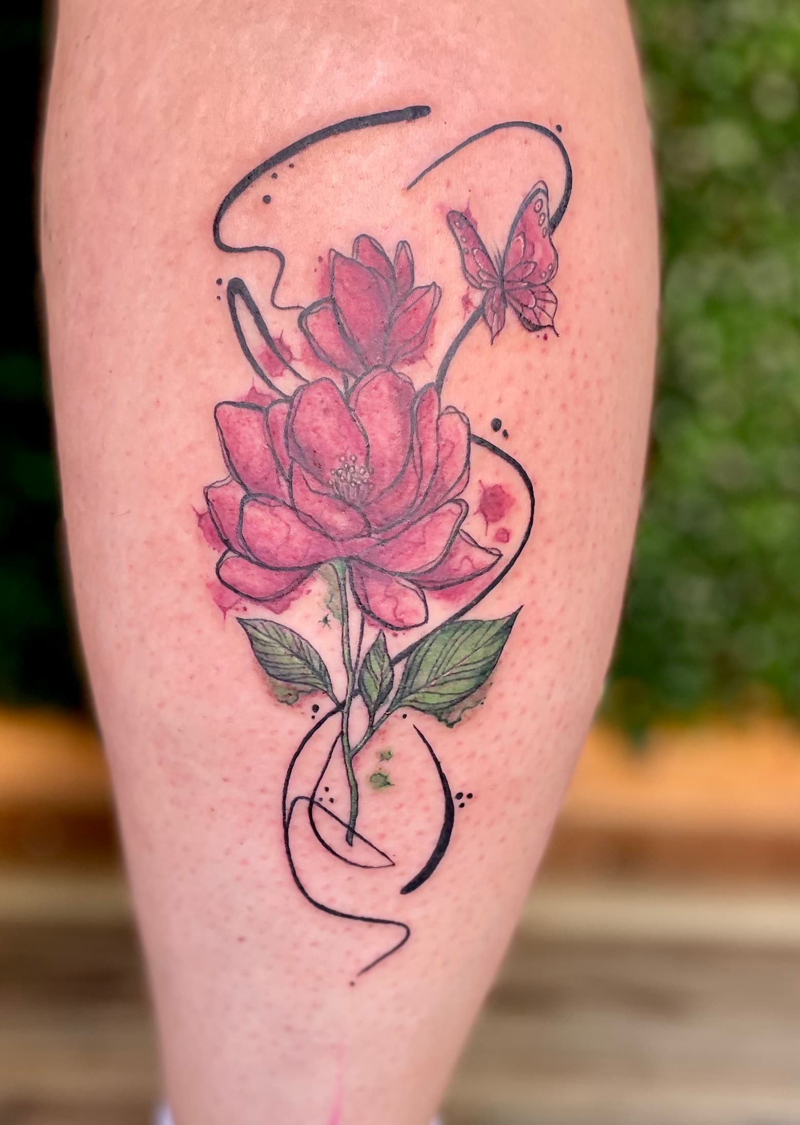 Watercolor & Glitter tattoo by D Christi