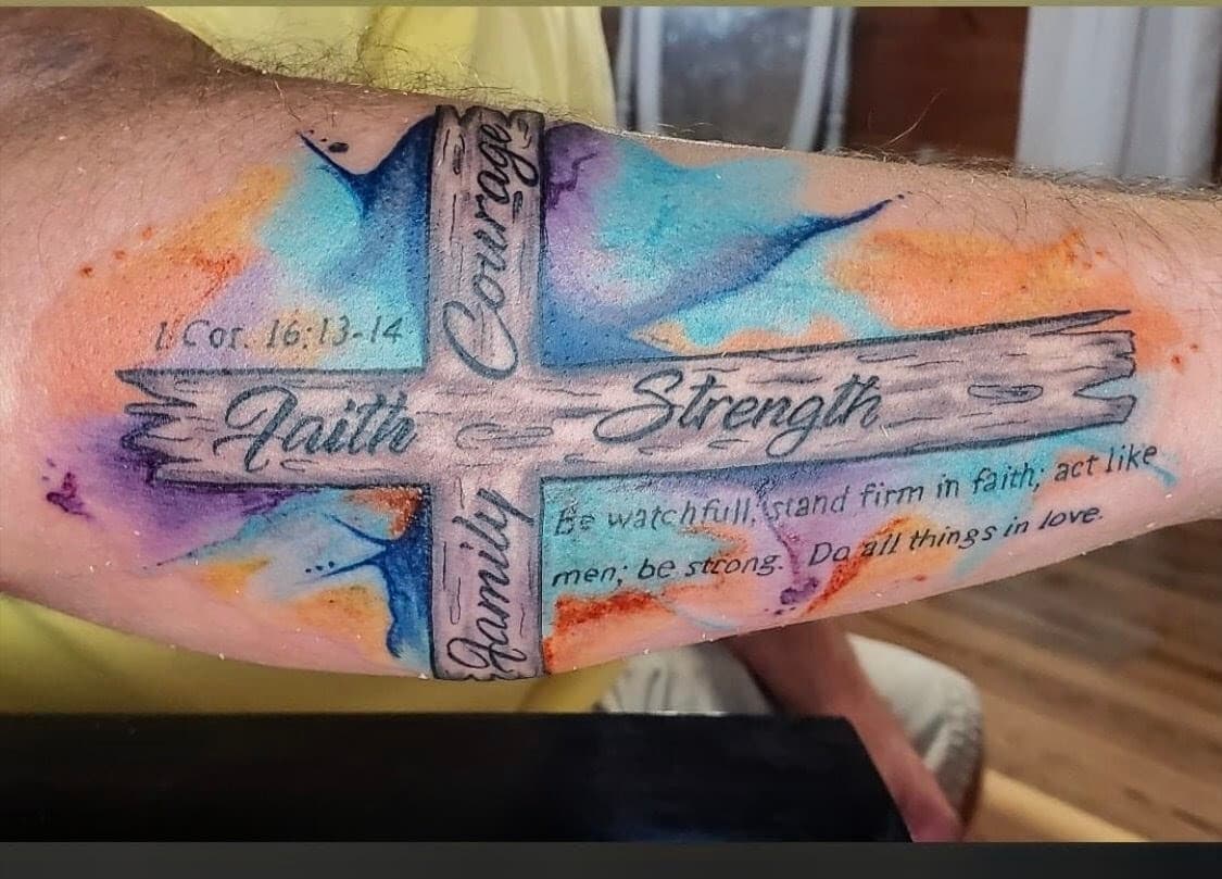 Watercolor & Glitter tattoo by D Christi